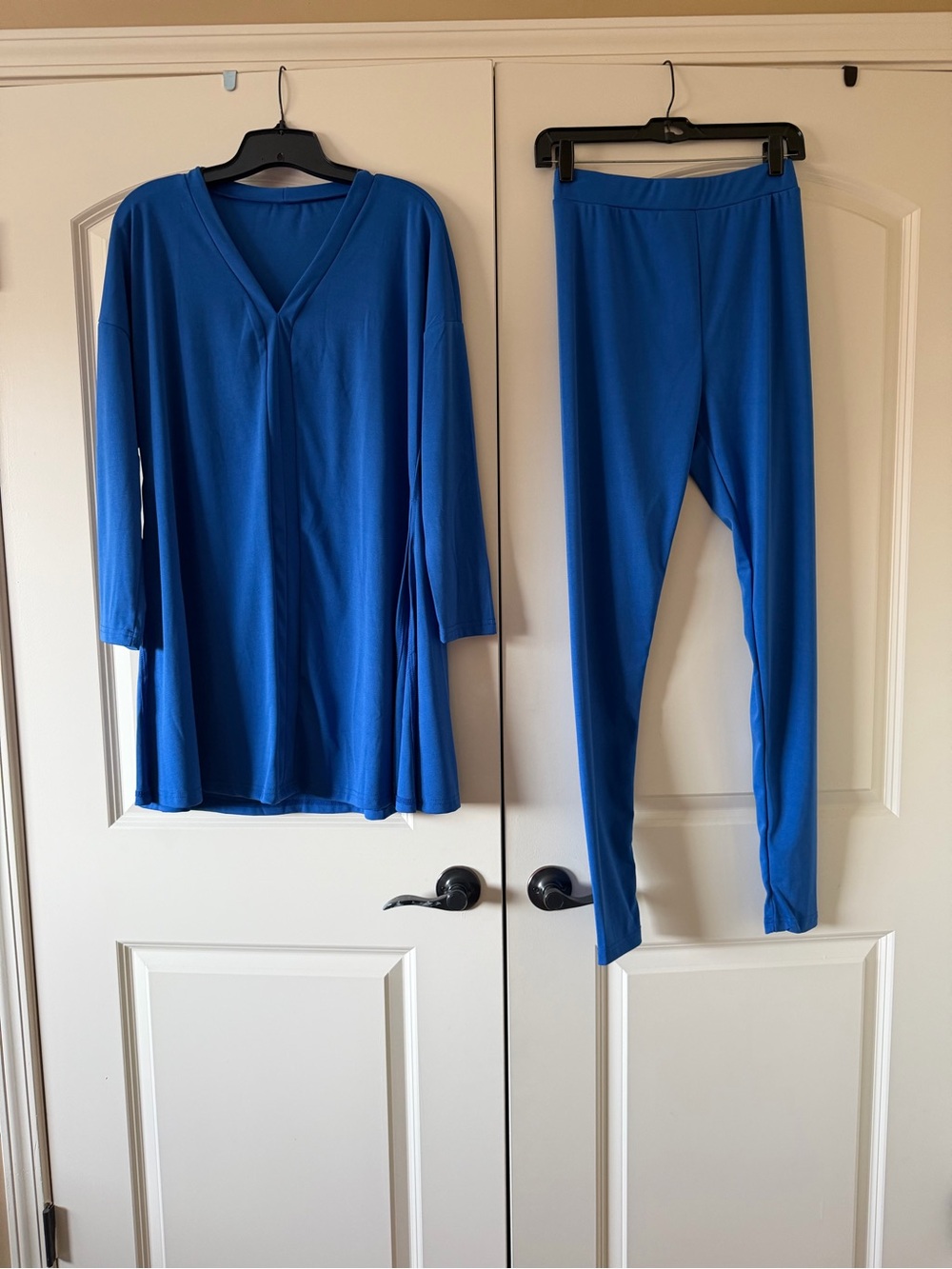 & Other Stories V-Neck Two-Piece Sleep Set in Bright Blue